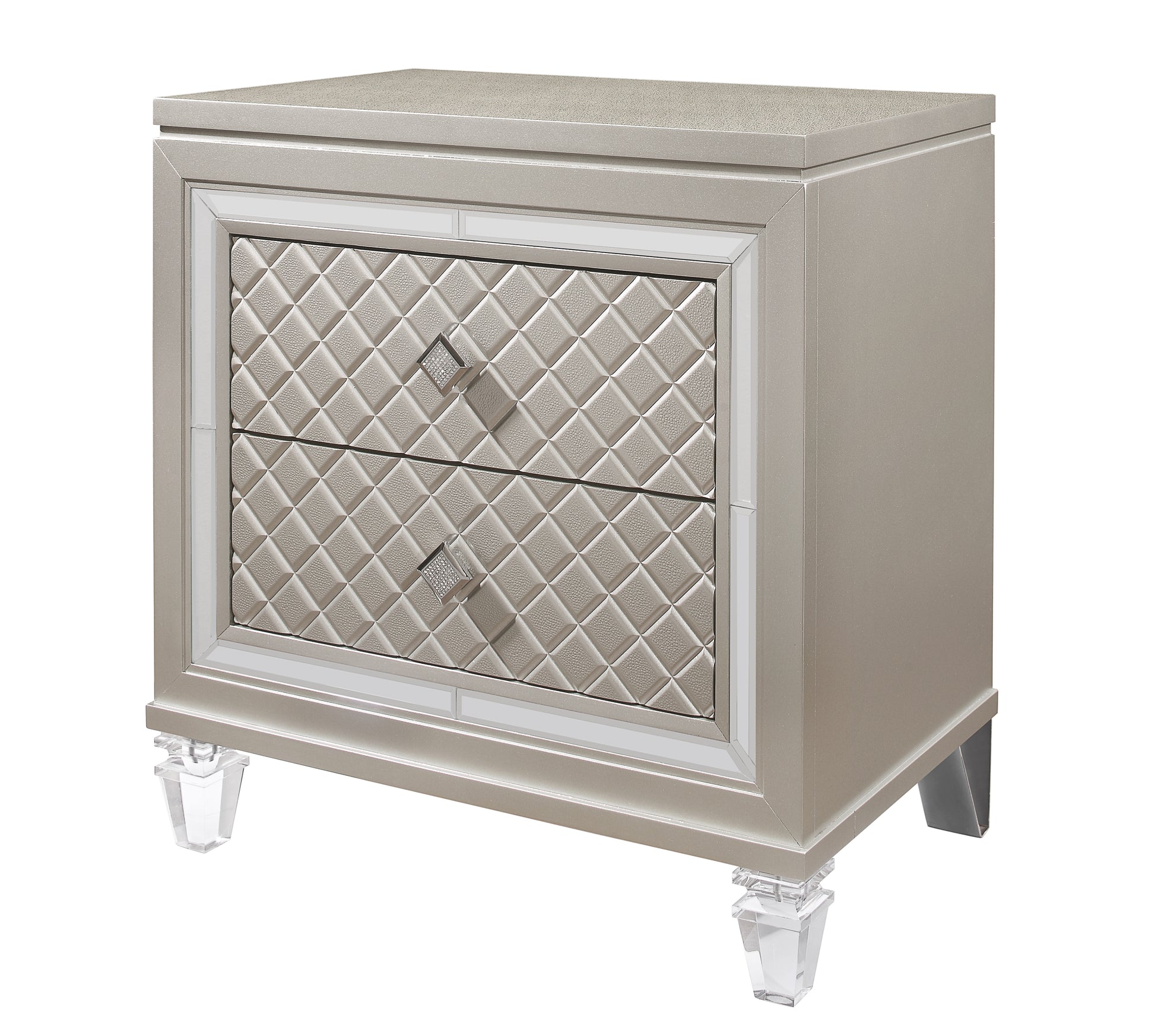 Cross Glam Champagne Nightstand Champagne Solid Wood Mdf