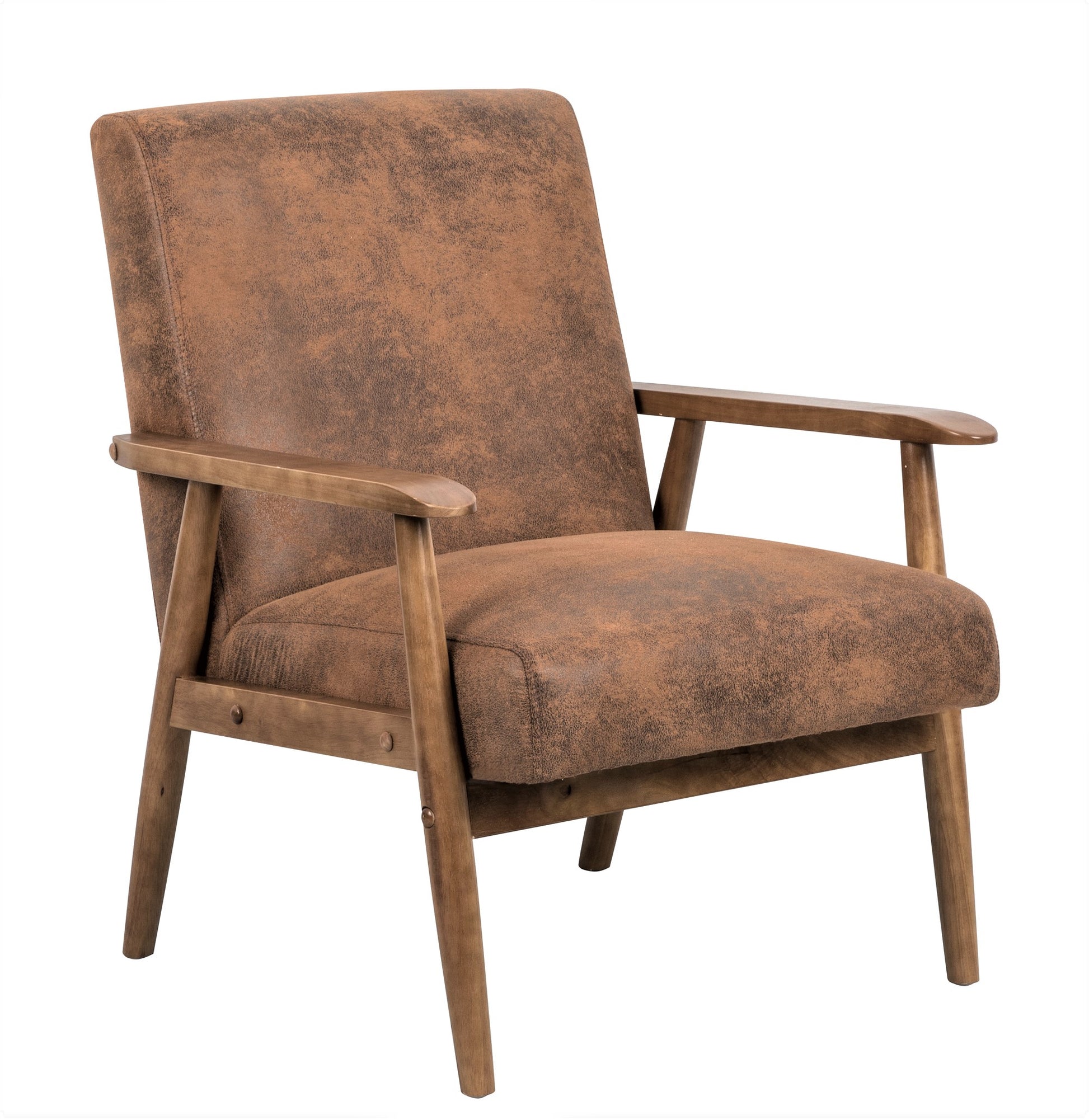 25.38'' Wide Classic Mid Century Modern Arm Chair, Light Brown Light Brown Microfiber