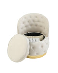 360 Degree Swivel Cuddle Barrel Accent Storage Chairs Beige Velvet