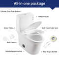 1.1 1.6 Gpf Elongated Comfort Height Super Quite Flushing Floor Mounted One Piece Toilet, Cupc Certified, Watersense Cetified, Ceramic, White Color, Soft Close Seat White Ceramic