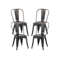 2Pc Modern Sanded Matte Black Metal Dining Room Kitchen Bar Chairs Contemporary Aesthetic Matte Black Finish 18 Inch Seat Height Standard Dining Matt Black Dining Room Wipe Clean Square