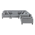 5Pc Modular Sectional Set Gray Corduroy Upholstery 2X Armless Chairs 3X Corner Seats Soft Pillows Living Room Furniture Gray Corduroy Wood Primary Living Space Contemporary,Modern Modular