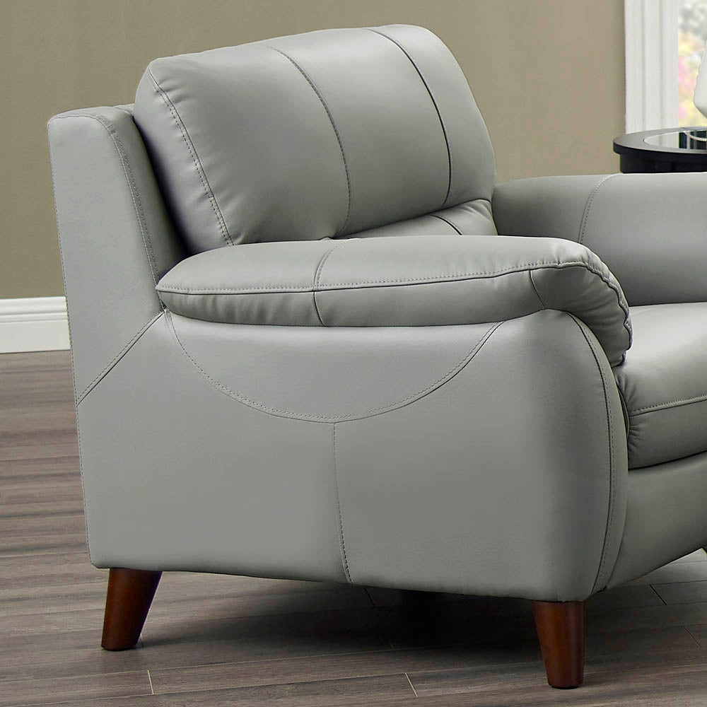 Monroe Leather Chair Silver Grey Memory Foam Genuine Leather