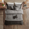 7 Piece Faux Suede Comforter Set Grey Cal King California King Grey Polyester