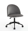 Velvet Fabric Office Chair Desk Chair, Mid Back Adjustable Swivel Computer Chair With Black Legsmodern Upholstered Desk Chair With Wheels Grey Black Foam Polyester Blend