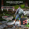 Outsunny 8Ft Portable Beer Pong Table With Adjustable Legs, Folding Camping Table, Aluminum Picnic Table, For Party, Travel, Bbq, Beach, Black And Red Black Red Aluminum