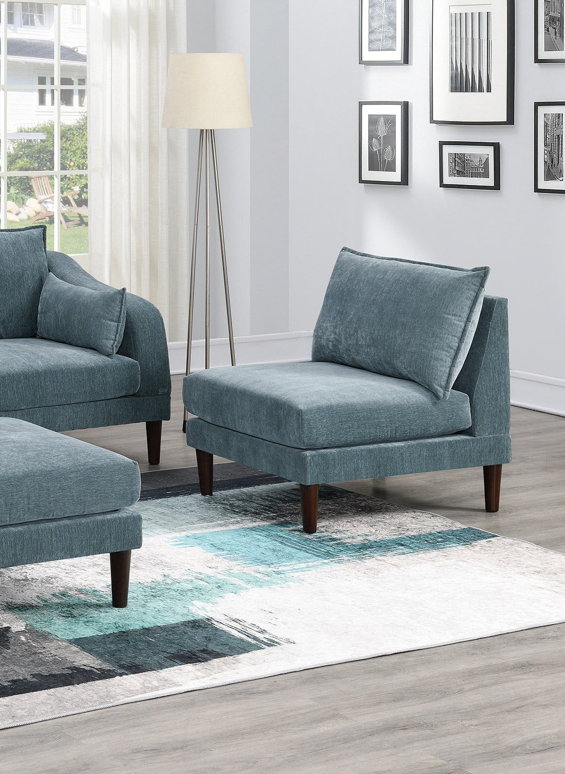 Beautiful Mineral Color Armless Chair Morgan Fabric 1Pc Chair Soft Cushion Wood Legs Living Room Furniture Grayish Primary Living Space Classic,Contemporary,Modern Fabric