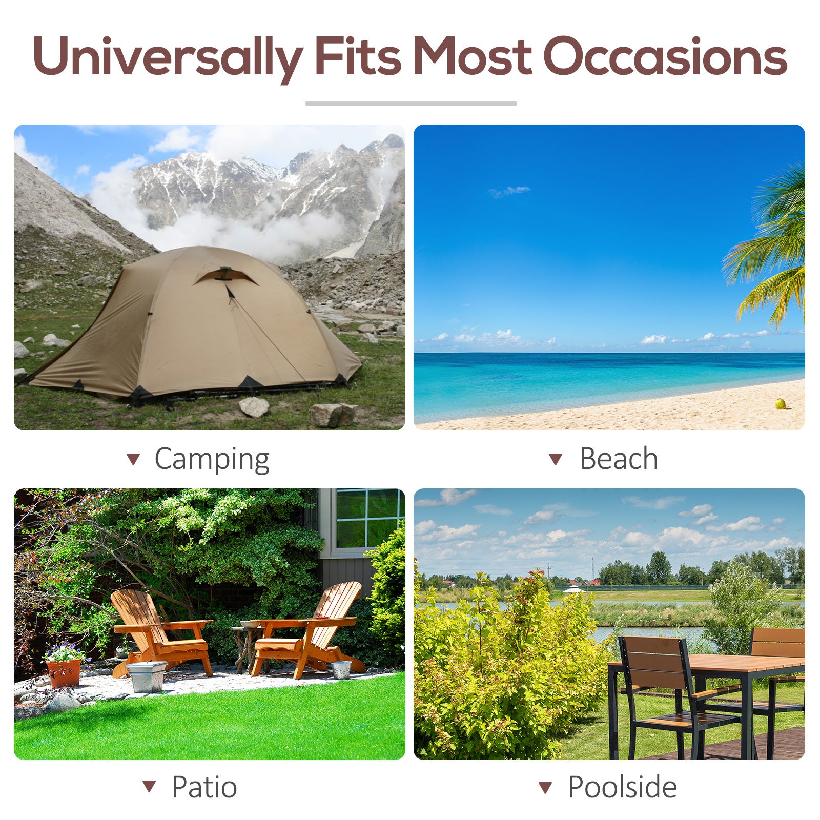 Outsunny Folding Chaise Lounge Chair For Outside, 2 In 1 Tanning Chair With Pillow & Pocket, Adjustable Pool Chair For Beach, Patio, Lawn, Deck, Brown Brown Metal