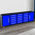 10Ft Storage Cabinet With Work Bench 15 Drawers & 2 Cabinets Blue Blue Steel