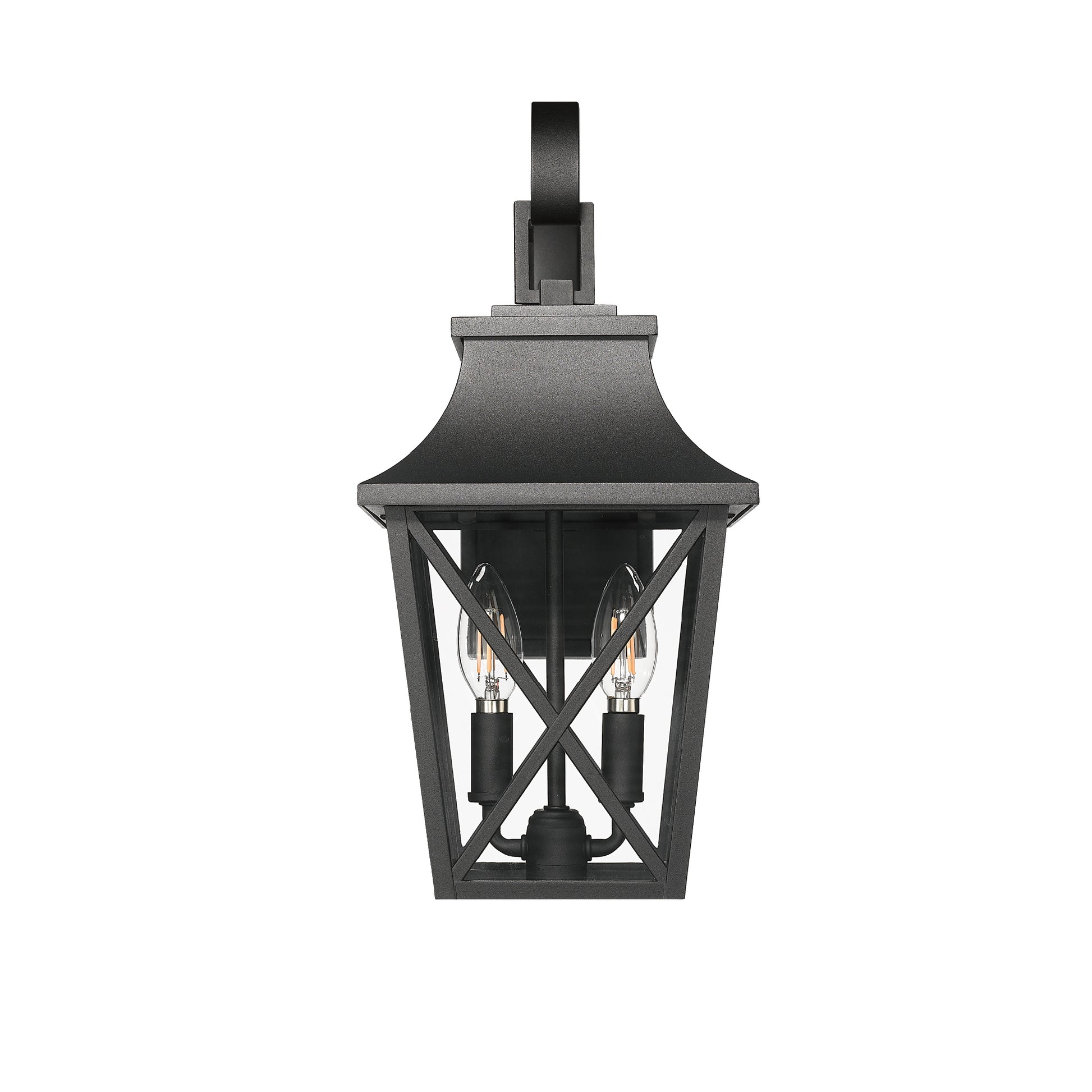 Black Outdoor Wall Lantern 2 Light,Large Outside Modern Wall Sconce Light Fixture,Industrial Porch Light Wall Mount With Glass,Waterproof Farmhouse Exterior Lamp Lighting 1 Pack Black Aluminium