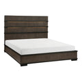Two Tone Brown Black Finish Led Headboard King Bed 1Pc Modern Industrial Design Bedroom Furniture Box Spring Required King Black,Brown Gray Wood Bedroom Bed Frame Wood
