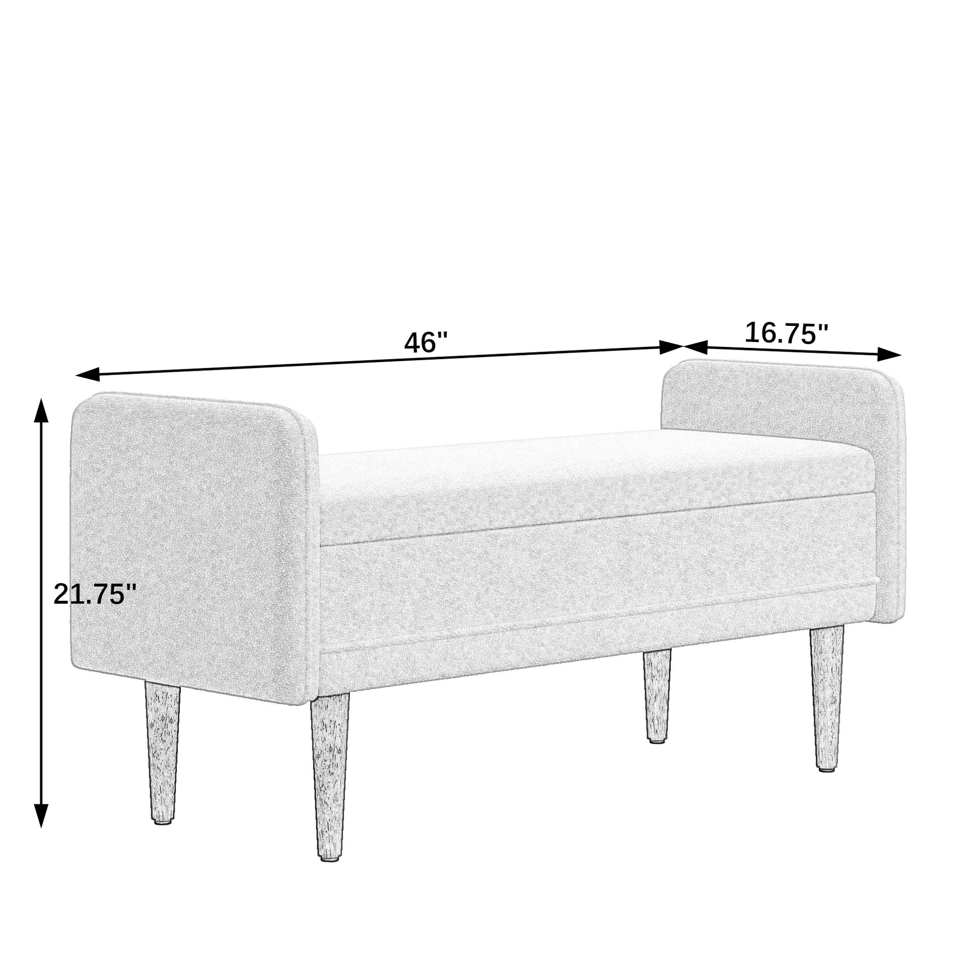 Teddy Velvet Storage Stool, ,With Storage Space, Suitable For Apartments, Living Rooms And Bedrooms Beige 45.98"*16.75"*21.75" Beige Foam