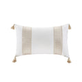 Embroidered Cotton Oblong Decorative Pillow Taupe 12X20