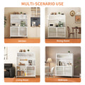Kitchen Pantry Cabinet, Tall Storage Cabinet With Glass Doors & Adjustable Shelves, Cabinet Cupboard For Kitchen, Living Room, Dinning Room, White White Kitchen Modern Glass Doors Steel