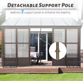 10X12Ft All Season Sunroom, Outdoor Permanent Wall Mounted Solarium With Detachable Polycarbonate Windows, Aluminum Lean To Gazebo Sun Room With 2 Lockable Sliding Doors For Garden Patio Deck Dark