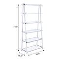 White And Chrome Bookshelf With 6 Shelves 6 White Vertical Wood Metal