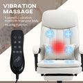 Vinsetto Microfibre Executive Massage Office Chair, Swivel Computer Desk Chair, Heated Reclining Computer Chair With Lumbar Support Pillow, Cream White Cream Polyester