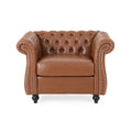 Comfy Arm Chair With Tufted Backmodern For Living Room, Bedroom And Study Brown Pu