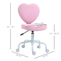 Homcom Heart Beautiful Shaped Back Design Office Chair With Adjustable Height And 360 Swivel Castor Wheels, Pink Pink Linen