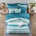 8 Piece Printed Seersucker Comforter And Quilt Set Collection Aqua King Cal King King Aqua Polyester