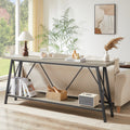 70.9 Inch Extra Long Sofa Table, Console Behind Sofa, Entryway Table With 2 Tier Storage Shelves For Hallways, Living Rooms,Foyers,Entryways,Banquet Rooms,Rustic Gray And Black, 70.9 L X 11.8