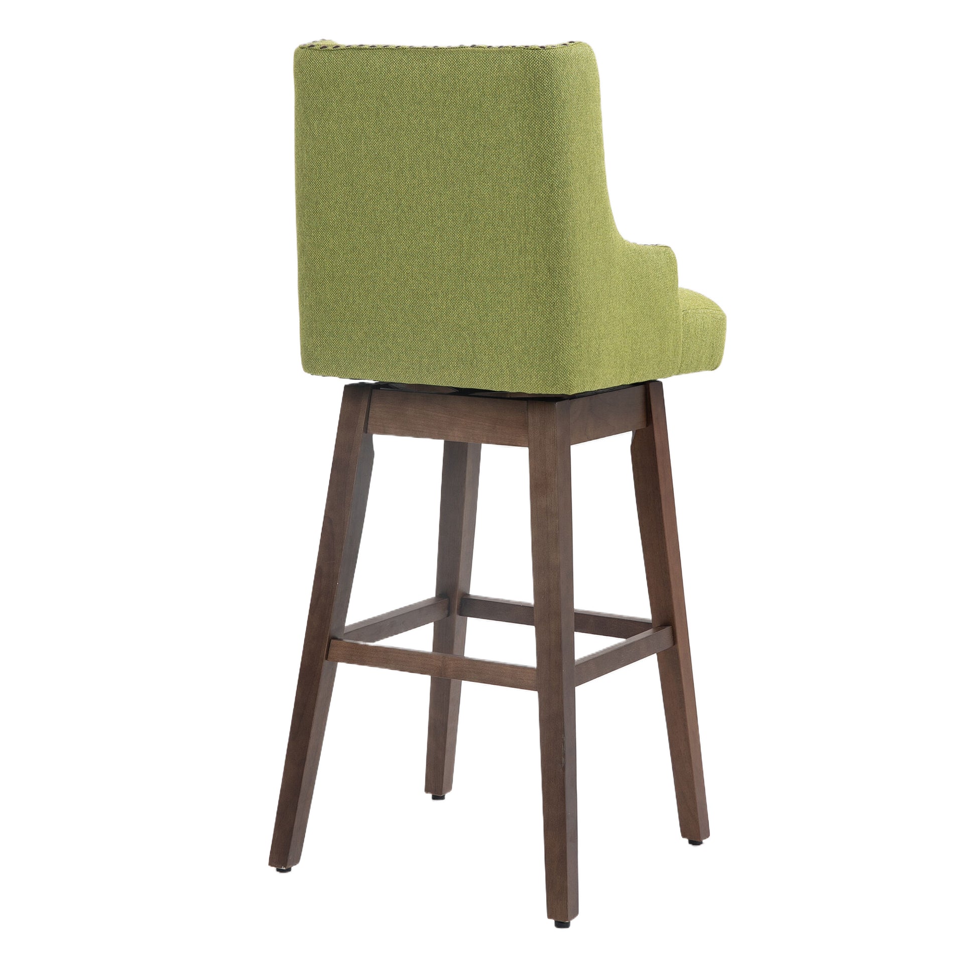 Coolmore Bar Stools Set Of 2 Counter Height Chairs With Footrest For Kitchen, Dining Room And 360 Degree Solid Wood Legs Swivel Bar Stools Set Of 2 Olive Linen Olive Foam Linen