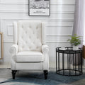 Homcom Button Tufted Accent Chair With High Wingback, Rounded Cushioned Armrests And Thick Padded Seat, Cream White Cream White Fabric