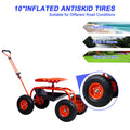 Garden Cart Rolling Scooter, Adjustable Height Heavy Duty Scooter, Rolling Garden Cart With 4 Wheels And Extendable Handle, Garden Stool Cart With 360 Degree Seat And Tool Tray Red Red Garden & Outdoor Iron
