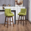 Coolmore Bar Stools Set Of 2 Counter Height Chairs With Footrest For Kitchen, Dining Room And 360 Degree Solid Wood Legs Swivel Bar Stools Set Of 2 Olive Linen Olive Foam Linen