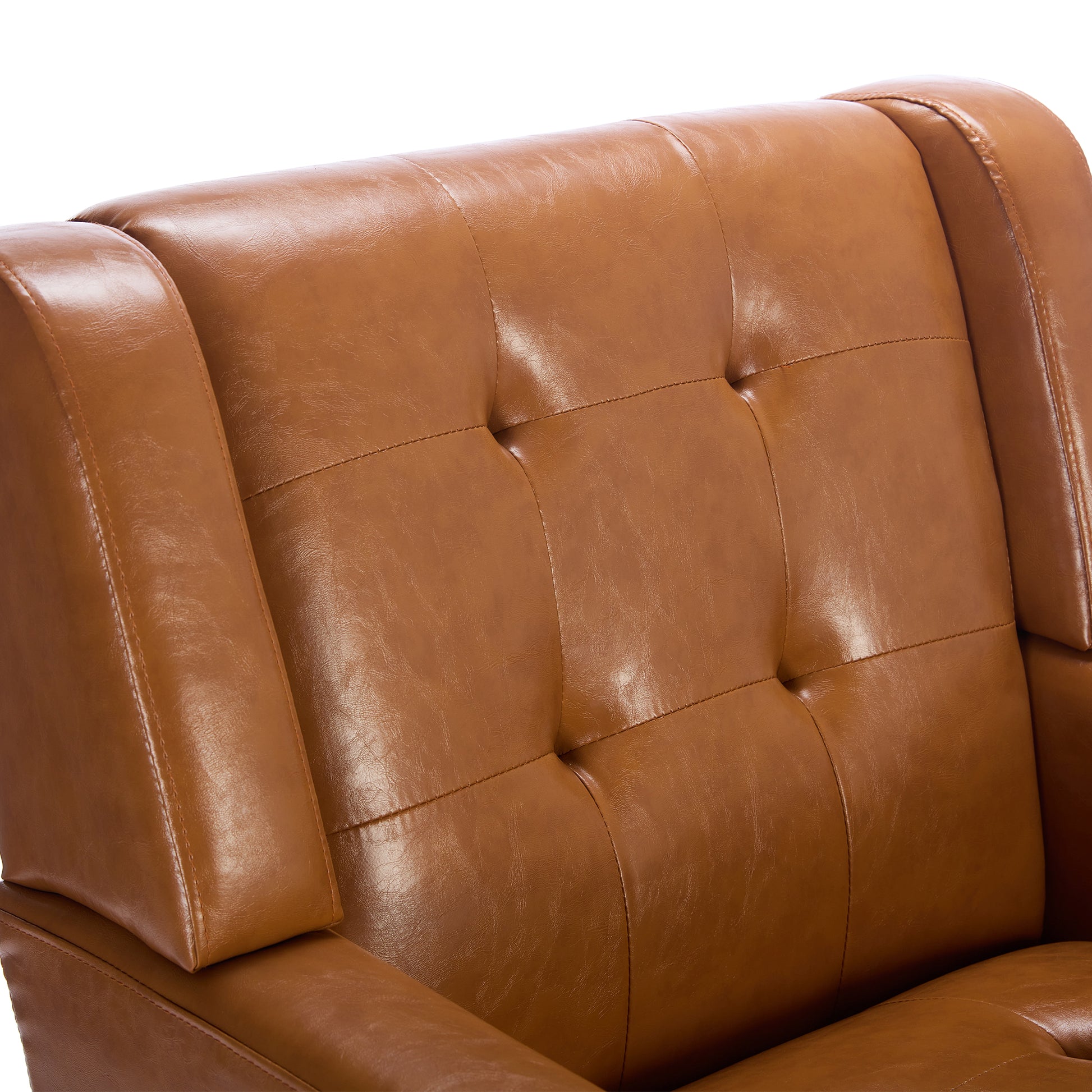 Modern Soft Leather Material Ergonomics Accent Chair Living Room Chair Bedroom Chair Home Chair With Black Legs For Indoor Home Light Brown Pu Light Brown Foam Upholstered