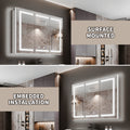 Smart Led Medicine Cabinet With Gfci Outlet & Blum Hinges, Buil Built In High Power Outlet ,72*36 Inchstepless Dimming & Anti Fog,Integrated Design,Multifunctional Bathroom Storage Silver Aluminium