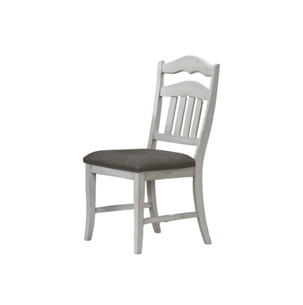 Contemporary Antique White Side Chairs Upholstered Cushion Seat Ladder Back 2Pc Dining Chairs Antique White Dining Room Foam Classic,Contemporary,Modern Dining Chairs Rubberwood Ladder Back Set Of 2