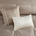 7 Piece Polyester Charmeuse Comforter Set Taupe Queen Queen Taupe Polyester