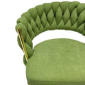Bar Chair Linen Woven Bar Stool Set Of 2,Golden Legs Barstools No Adjustable Kitchen Island Chairs,360 Swivel Bar Stools Upholstered Bar Chair Counter Stool Arm Chairs With Back Footrest, Green Green Foam Linen