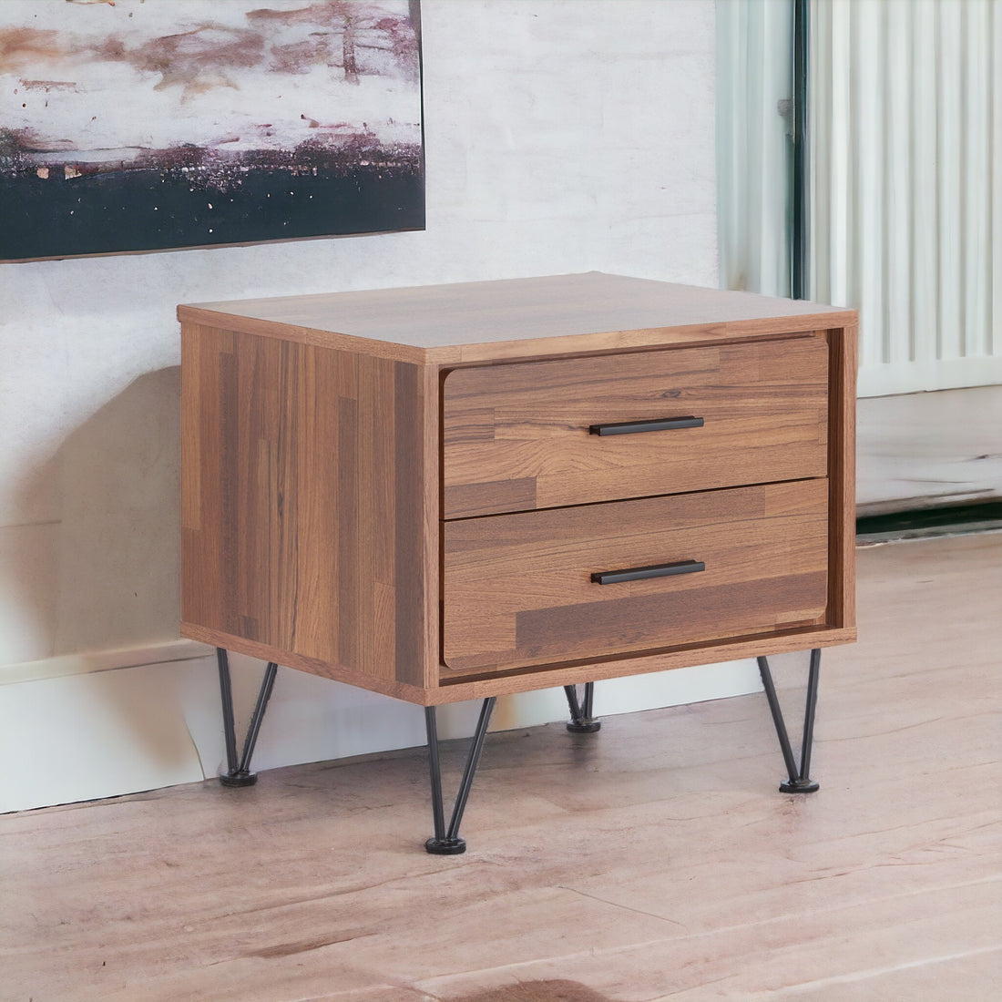 Deoss Walnut Finish Accent Table Walnut Synthetic Wood