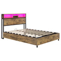 Metal Platform Bed With Underneath Storage, Led And Usb Ports, Full, Black Full Black Mdf Metal