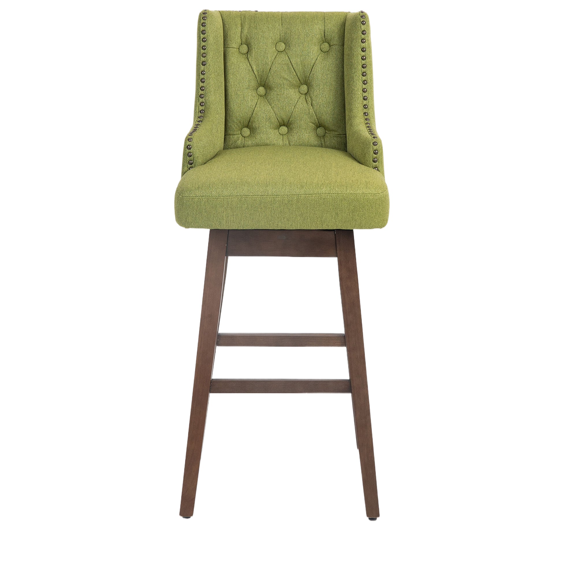 Coolmore Bar Stools Set Of 2 Counter Height Chairs With Footrest For Kitchen, Dining Room And 360 Degree Solid Wood Legs Swivel Bar Stools Set Of 2 Olive Linen Olive Foam Linen