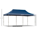 Outsunny 10' X 20' Pop Up Canopy Tent With Sidewalls & Doors, Instant Tents For Parties With Wheeled Carry Bag, Height Adjustable, For Outdoor, Garden, Patio, Blue Dark Blue Steel