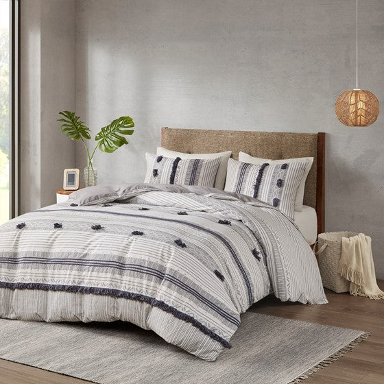 3 Piece Cotton Duvet Cover Set Queen Multicolor Cotton