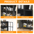 Heavy Duty Metal Modern Sideboard Buffet Cabinet With Storage Premium Steel Storage Cabinet ,Adjustable Feet,Glass Doors,Large Capacity Organizer For Living Room,Bed Room,Dining Room Black Kitchen