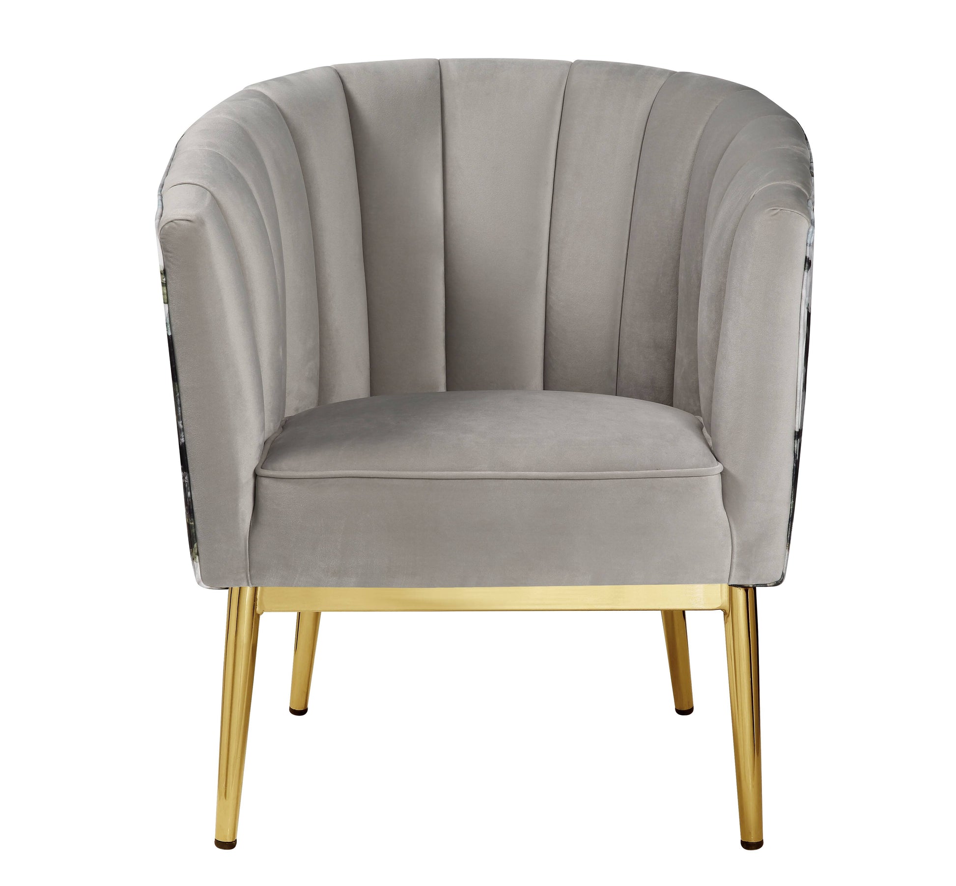 Grey And Gold Padded Accent Chair With Barrel Backrest Grey Gold Primary Living Space Contemporary Wood Fabric