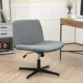Homcom Wide Office Chair, Armless Office Desk Chair, Computer Fabric Vanity Chair With Adjustable Height, Gray Grey Polyester