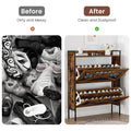 A Shoe Cabinet With 2 Flip Top Drawers, An Entryway Shoe Cabinet, A Narrow Standalone Shoe Rack Cabinet With Metal Legs, Rustic Brown,31.5'' W X 8.5'' D X 39.5'' H. Rustic Brown Particle Board