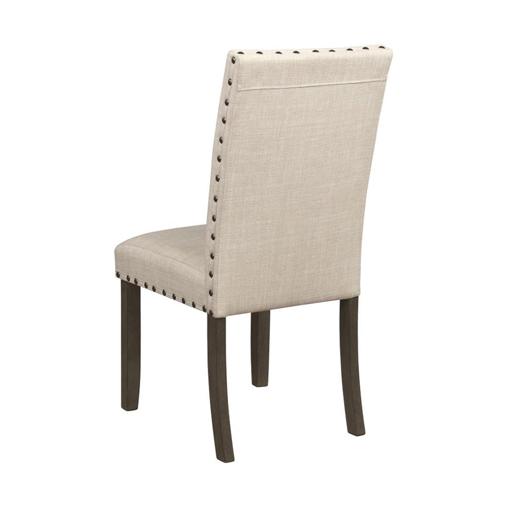 Set Of 2 Fabric Upholstered Side Chairs, Beige Solid Beige Dining Room Rectangular Side Chair Set Of 2 Fabric,Mdf