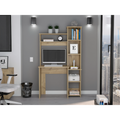 Aramis Desk, Five Shelves, Two Superior Shelves, Light Oak Beige Particle Board Particle Board