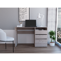 Computer Desk, 3 Drawers, One Shelf, Light Gray Gray Particle Board Particle Board