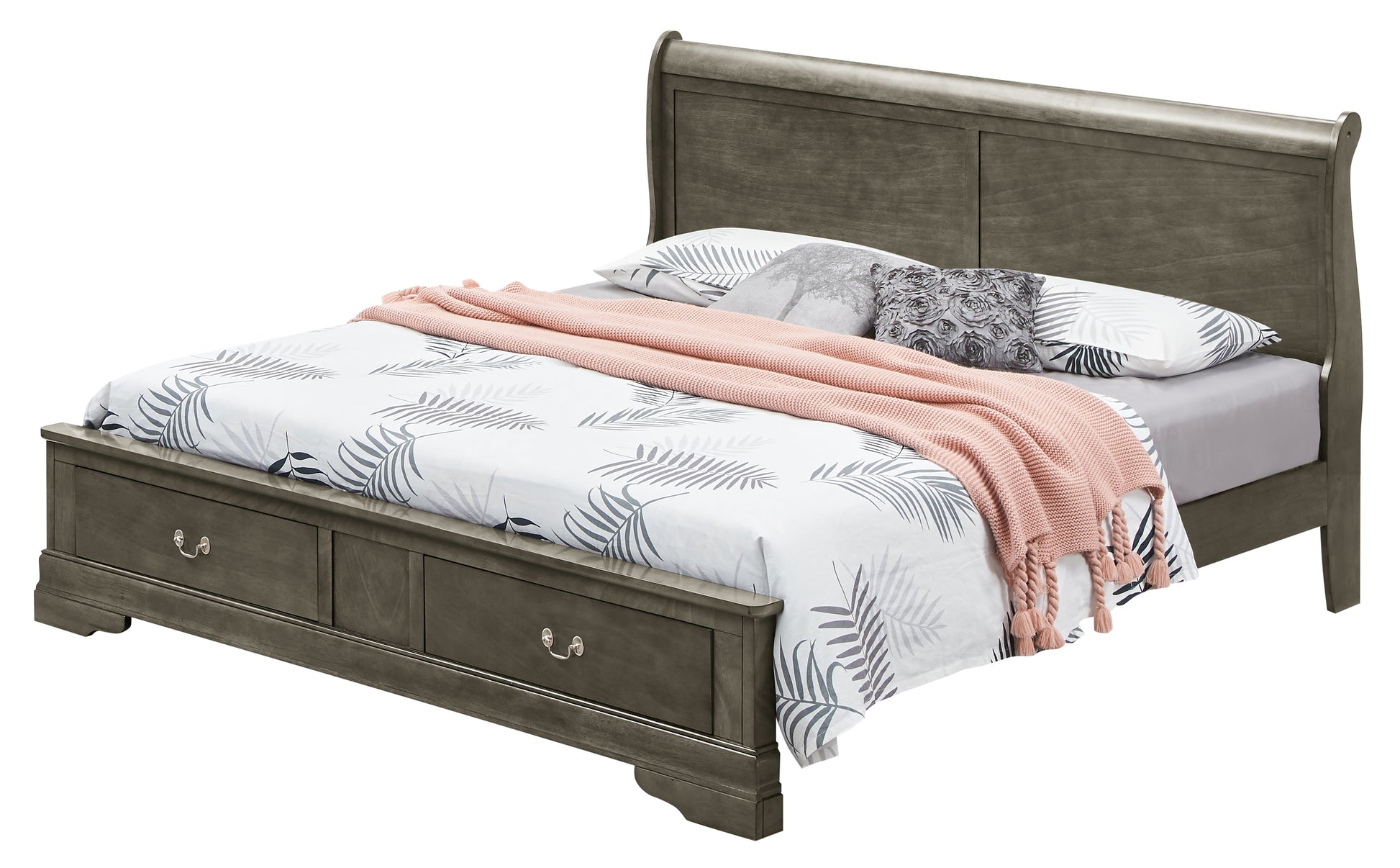 Louis Phillipe G3105D Qsb2 Queen Storage Bedgray Gray Particle Board