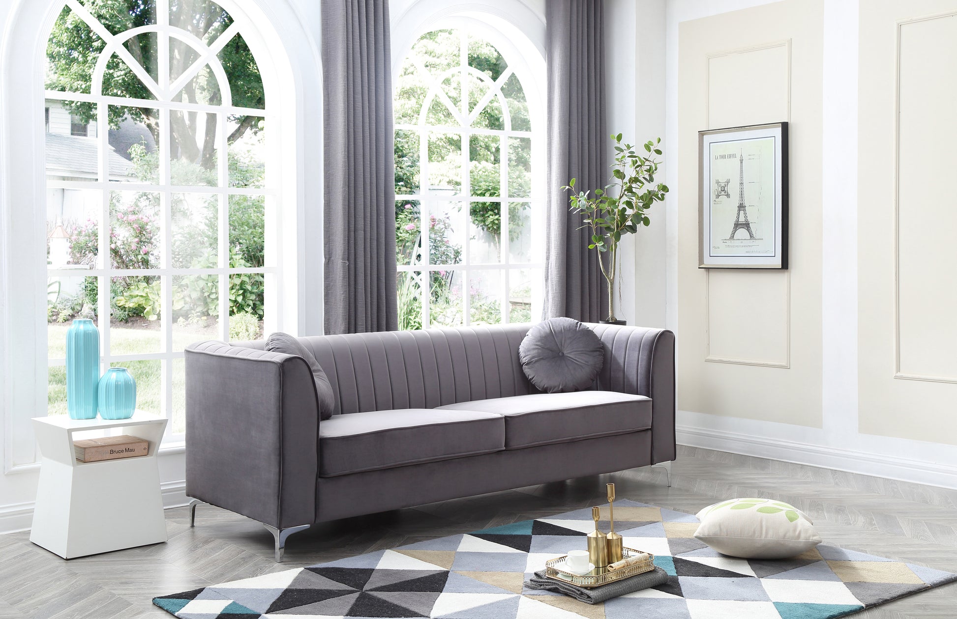 Delray G790A S Sofa 2 Boxes Gray Gray Foam Velvet