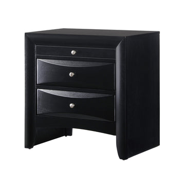 1Pc Contemporary 2 Drawer Nightstand End Table Jewelry Tray Black Finish Solid Wood Wooden Bedroom Furniture Black 2 Drawers Bedside Cabinet Contemporary Black Solid Wood