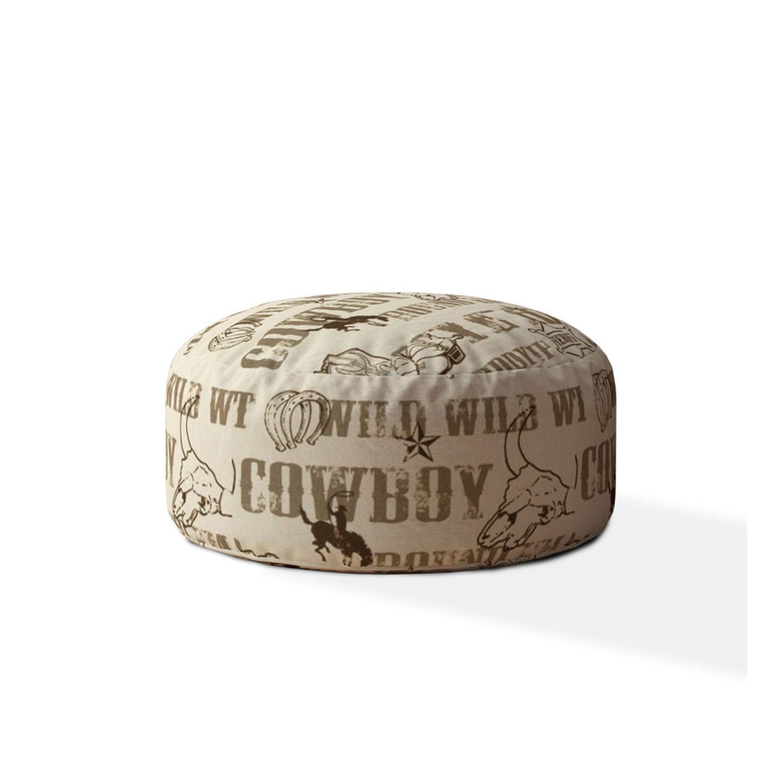 Indoor Dillon Dusty Brown Round Zipper Pouf Stuffed Extra Beads Included 24In Dia X 20In Tall Beige Cotton